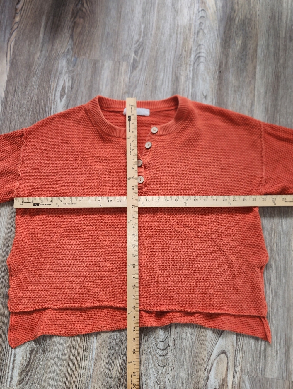 Free People Beach Hailee Waffle Knit Set Womens S Burnt Orange Wide Leg Henley - Picture 16 of 16